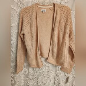 Croft & Barrow Womens XL Light Pink Gold Metallic Open Front Cardigan NWT